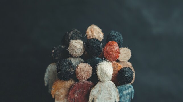 A kaleidoscope of colorful, stylized human figures represents the diverse customer base, illustrating demographic data and market trends through varied vibrant colors