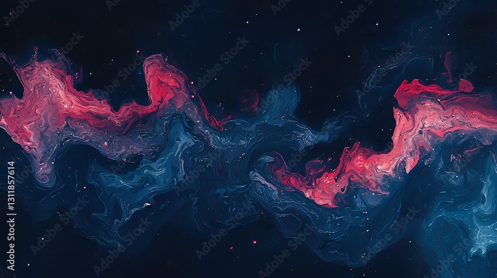 Poster the abstract space has a liquid texture and is presented in a three-dimensional rendering