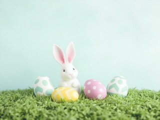 Obraz premium easter bunny and easter eggs