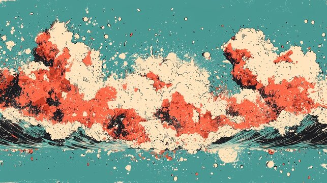 An abstract and colorful pattern is formed by a graffiti pop art background that covers the wall, creating a distinctive wallpaper art design