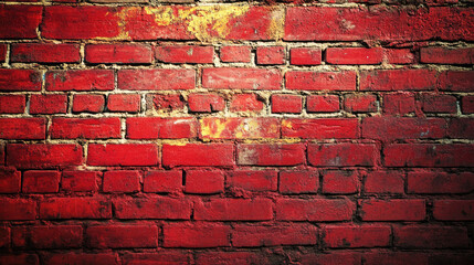 Fototapeta premium Weathered red brick wall with textured surface and rustic charm