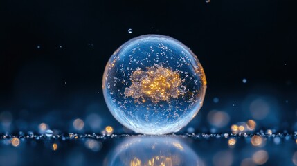 Naklejka premium Crystal sphere, glowing inner, dark backdrop