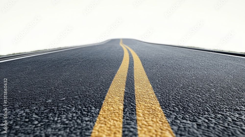 Poster 3d rendered road split into two different paths for decision making