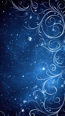 Magical night sky with swirling white patterns and stars