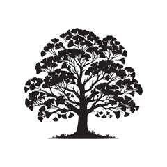 Obraz premium Gingko Tree Vector - Minimalist Tree Design - Gingko Tree Illustration - Gingko Tree Art.