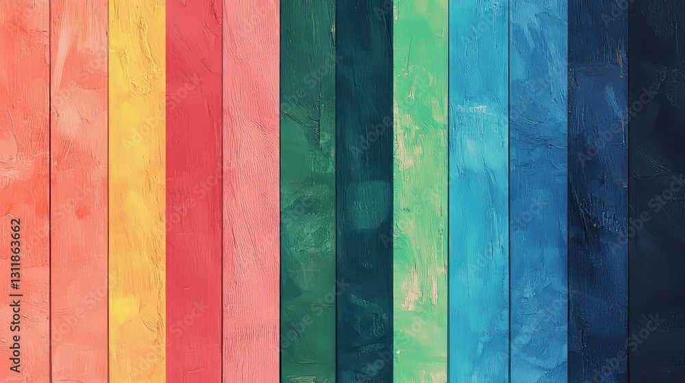 Poster background featuring a rainbow with multicolored stripes, dynamic color transitions, and abstract de