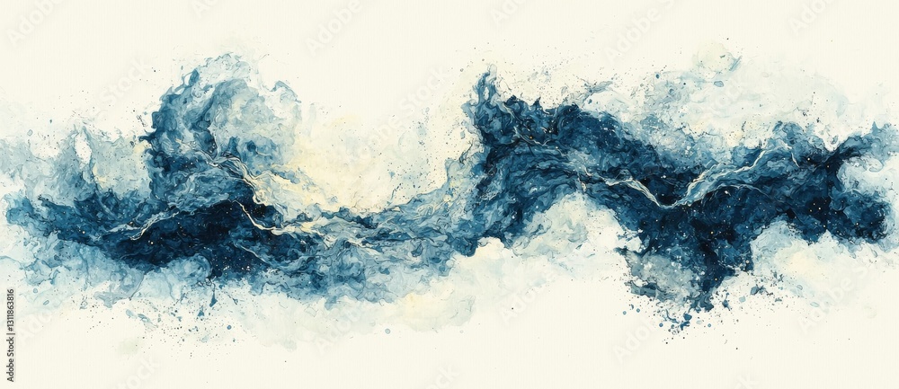 Poster the background features an abstract ocean wave sky with blue and yellow clouds texture, available as