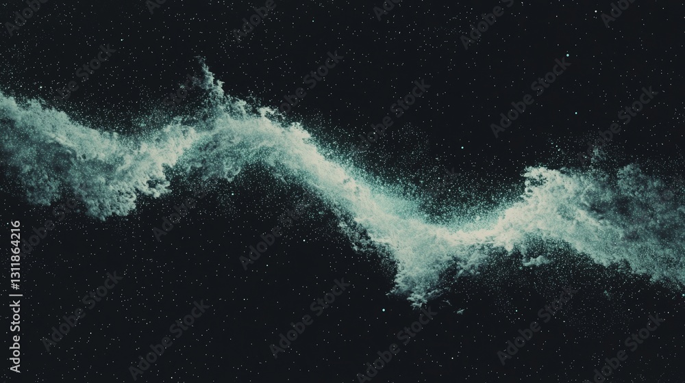 Poster glowing neon green lines isolated on a black background with a floor reflection comprise a 3d render