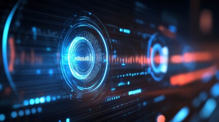 Obraz premium Abstract Digital Technology Background With Glowing Blue And Orange