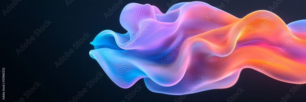 Leinwandbilder A futuristic digital canvas that blends organic curves with angular neon patterns, forming a