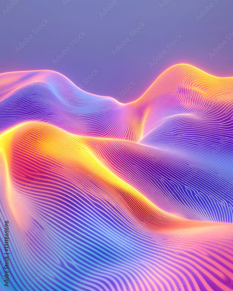 Aufkleber Bold, dynamic visual of neon geometric forms intertwined with fluid digital light streams, creating