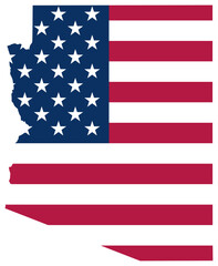 Arizona state outline with USA flag