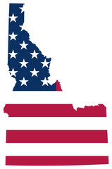 Idaho state outline with USA flag