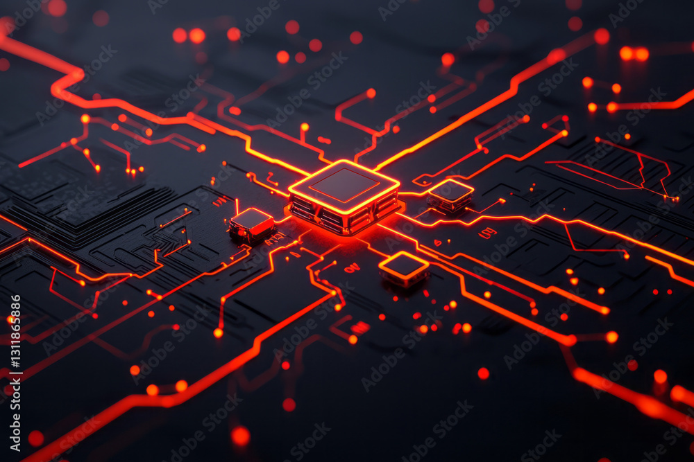 Aufkleber A high-definition futuristic interface illustrating abstract neon architecture, with fragmented