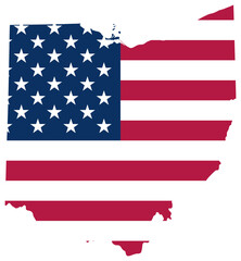 Ohio state outline with USA flag