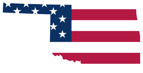 Oklahoma state outline with USA flag