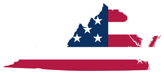 Virginia state outline with USA flag