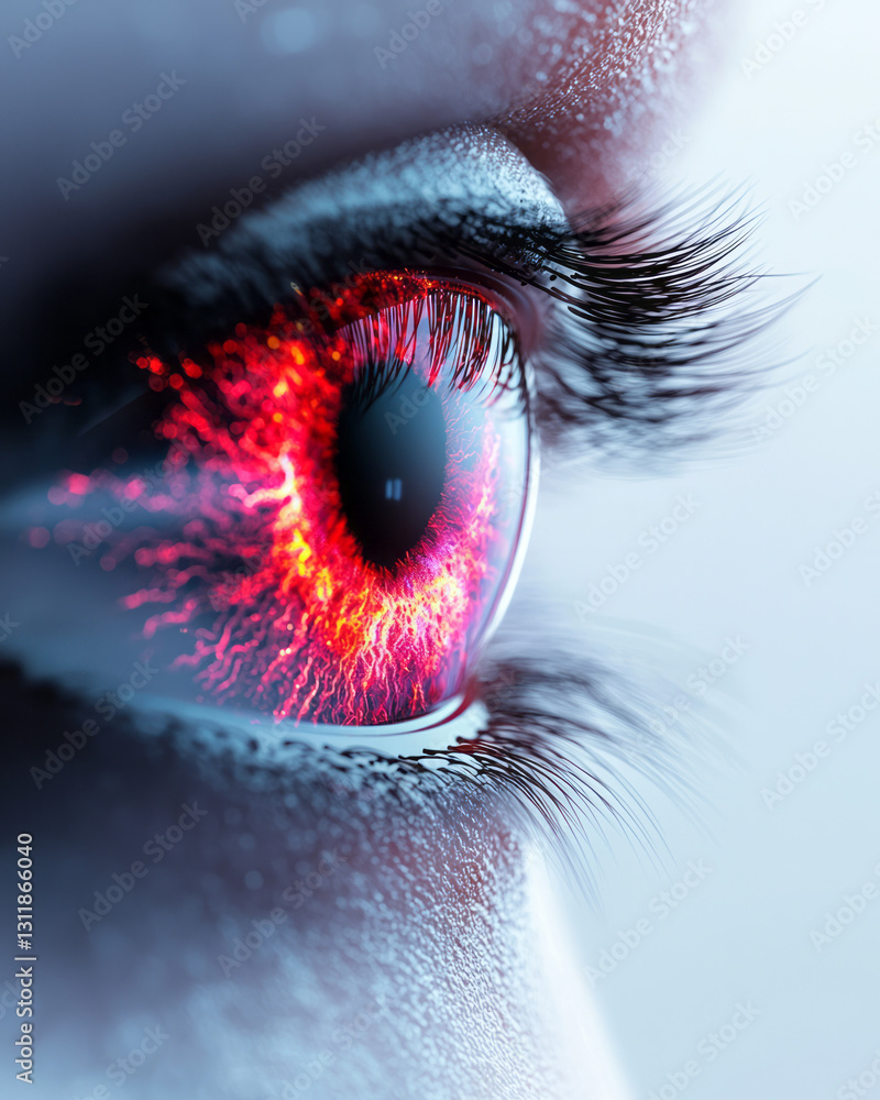 Leinwandbilder futuristic digital art of an eye where delicate patterns and glowing filaments merge into a