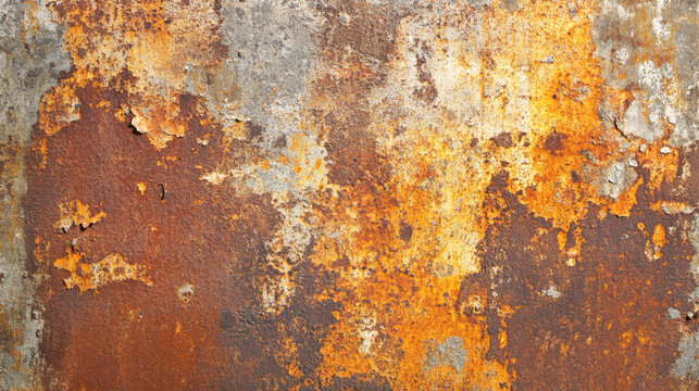 Detailed texture of rusty and weathered metal surface with peeling paint