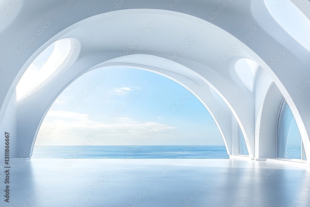 Poster modern architecture with ocean view