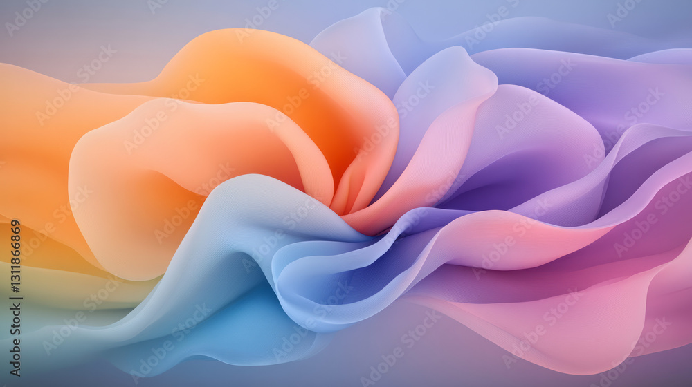 Leinwandbilder Poetic macro view of an iris rendered as a swirling vortex of reflective colors and soft gradients,