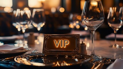 VIP table setting in an upscale restaurant.