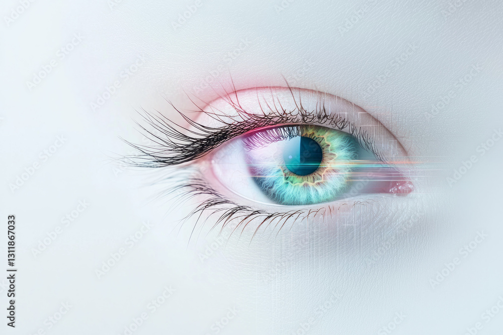Leinwandbilder modern minimalist composition where a single eye with a translucent, gradient iris captures hints