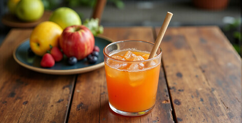 Fototapeta premium Refreshing Fruit Juice with Fresh Fruits