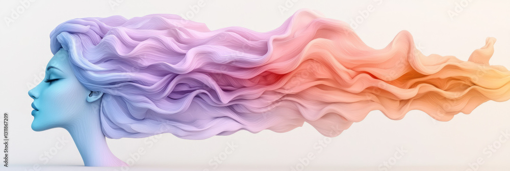 Poster A refined digital rendering of a mystical face, with delicate iridescence capturing an ethereal