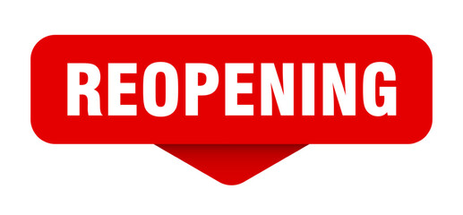 reopening sticker. reopening sign on transparent background