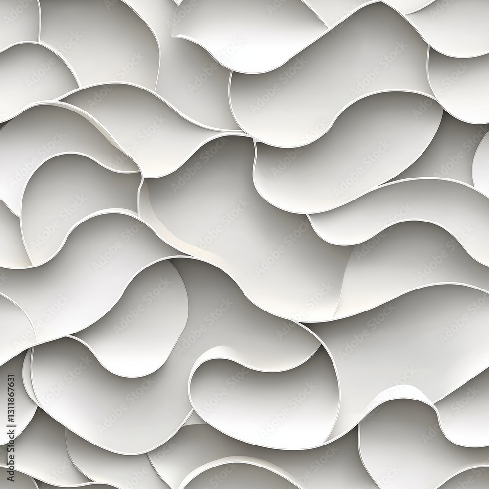 Poster seamless white background featuring wavy shapes that create a fluid and gentle visual experience per