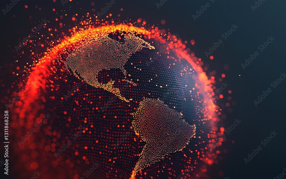 Aufkleber globe glowing with connections, representing global networking.