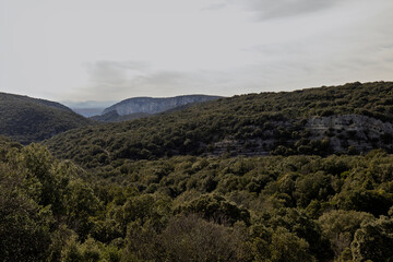 typical landscape of the South Ardèche, France