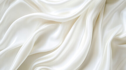 Fototapeta premium Luxurious white silk fabric background with elegant soft folds and smooth texture