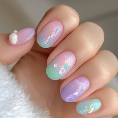 nail art of mermaid tea party,gorgeous and dreamy,nails and accesories