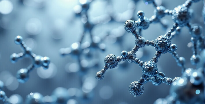 Abstract Molecular Structure in Blue