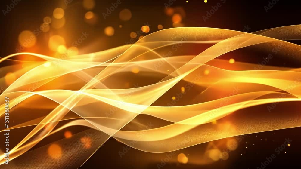 Poster elegant golden waves soft bokeh background of warm lights, creating abstract atmosphere of luxury an