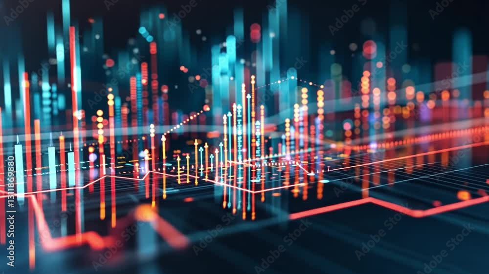 Poster vibrant abstract digital data visualization colorful graphs and charts showcasing futuristic technol
