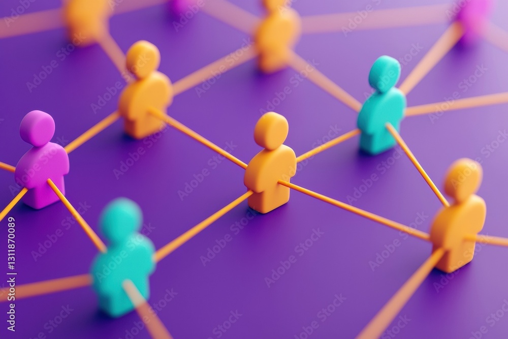 Poster depicting user profiles connecting in a network.