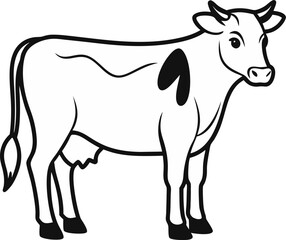 black and white cow vector
