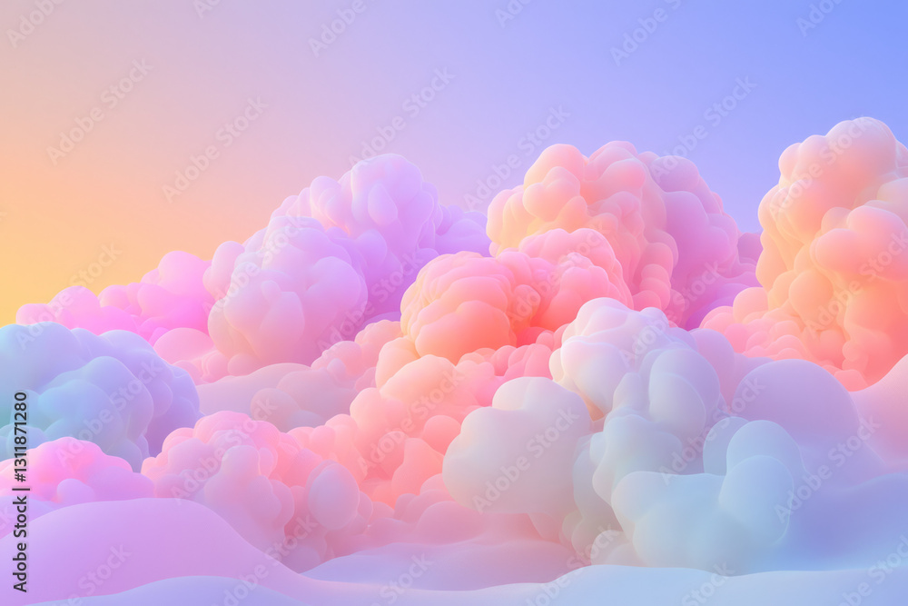 Poster ethereal abstract scene where delicate foam clusters drift in a luminous space, their edges softly