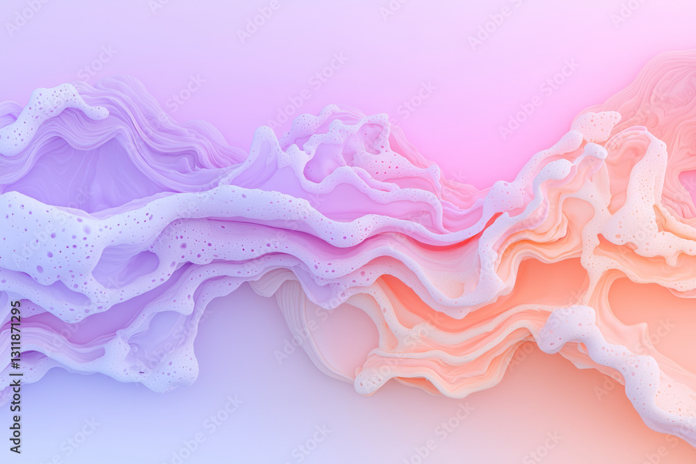 Poster ethereal abstract scene where delicate foam clusters drift in a luminous space, their edges softly