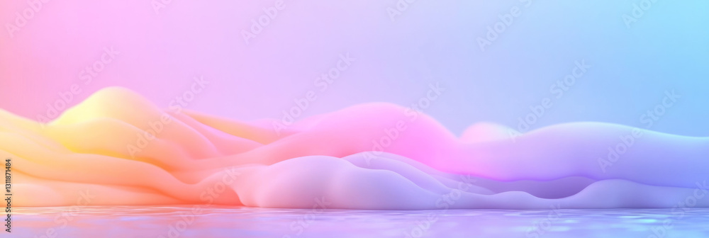 Poster a futuristic digital design where a luminous backdrop of soft neon glows is complemented by