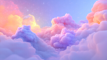 An ethereal digital painting capturing celestial foam as it drifts like delicate clouds in a space