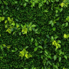 Obraz premium Seamless Lush green wall adorned with leaves creating a beautiful natural aesthetic ideal for interior design and decor