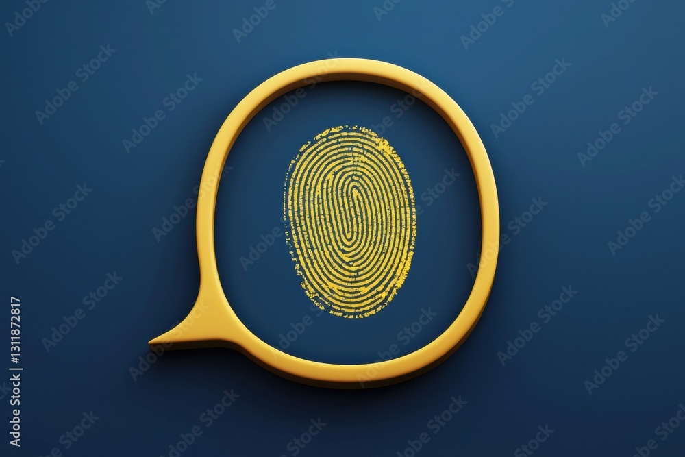 Aufkleber design digital speech bubble with a yellow fingerprint pattern.