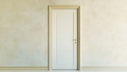 Soft ivory wall enhances seamless pearl-white door.