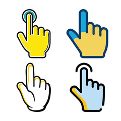 Fototapeta premium Four Colorful Touchscreen Hand Icons for Digital Interface Design
