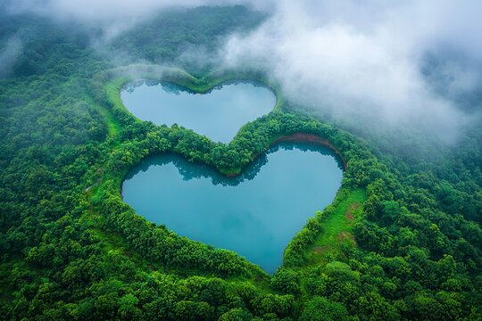 The idea of a heart-shaped lake in unspoiled nature serves as an illustration of the difficulties in conserving the natural world, safeguarding bio-products, and protecting forests and woodlands,