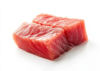 Fresh Raw Tuna Steak Cuts on White Background for Culinary Use in Seafood Dishes, Healthy Eating, and Gourmet Recipe Ideas